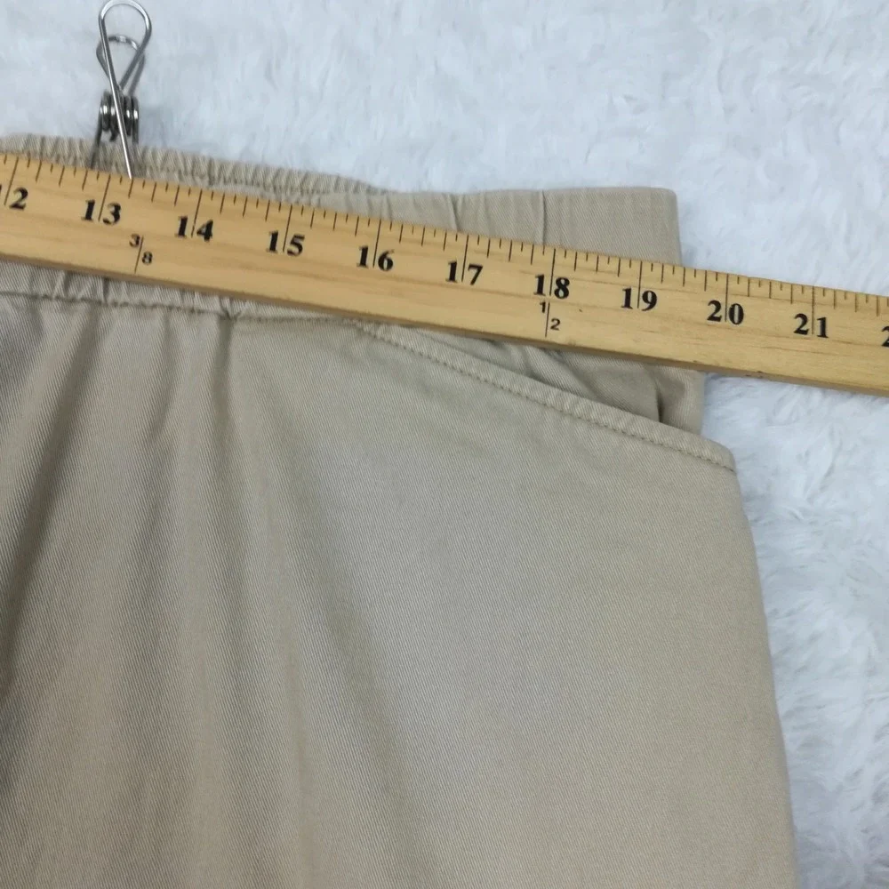 Lands End Womens Pants Capri Mid Rise Beige Pull On Elastic Waistband Plus 20W